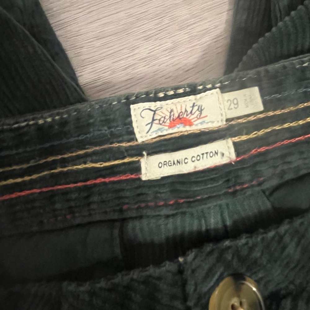 Faherty Teal Green Corduroy Wide-Leg Pants - Picture 6 of 8